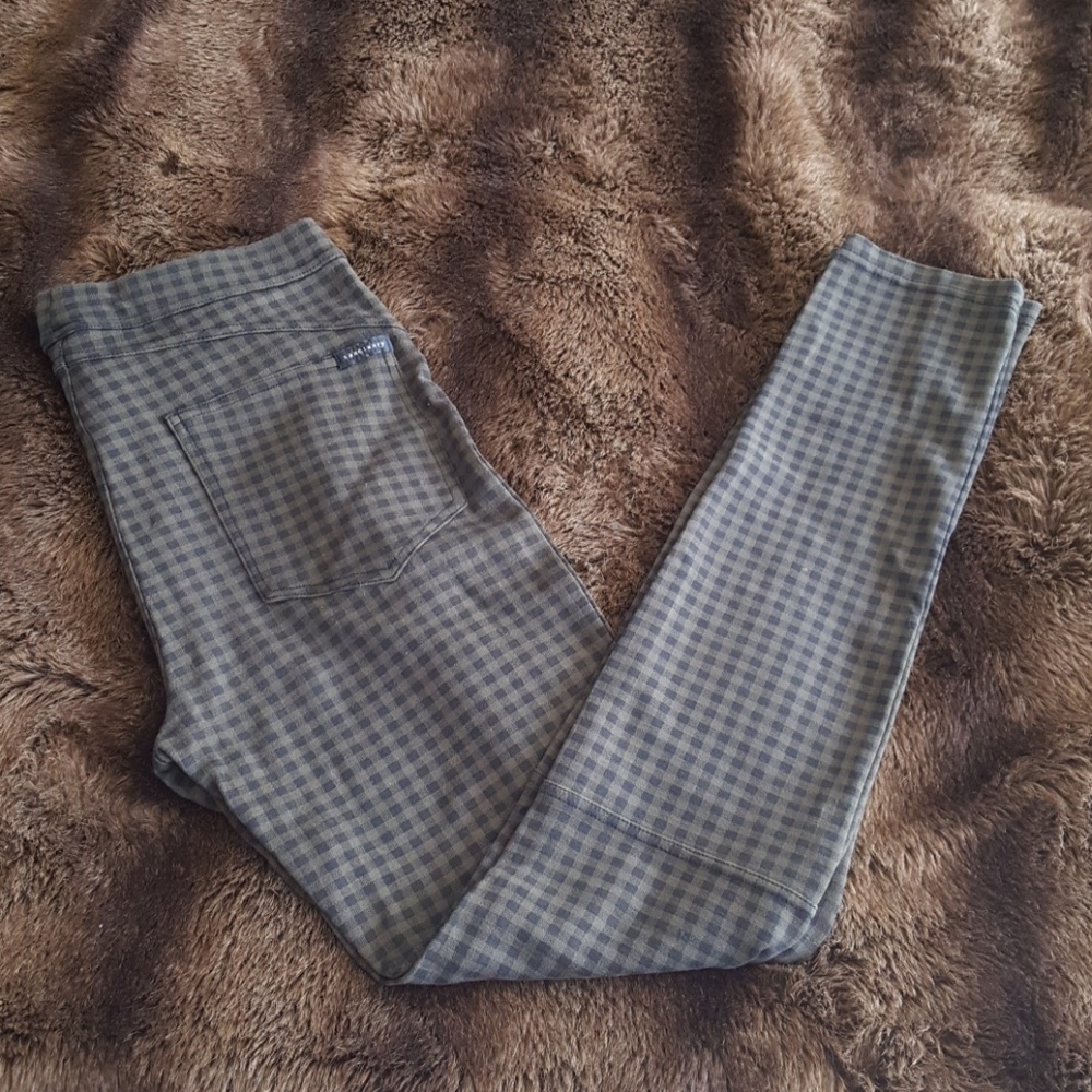 Sanctuary Olive Green Black Checked Ponte Sz M